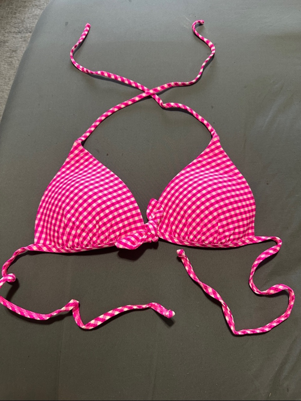 Arizona Jean Company Pink Gingham Trim Bikini Top